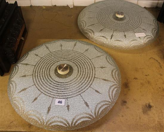 Pair of glass 1950s lights